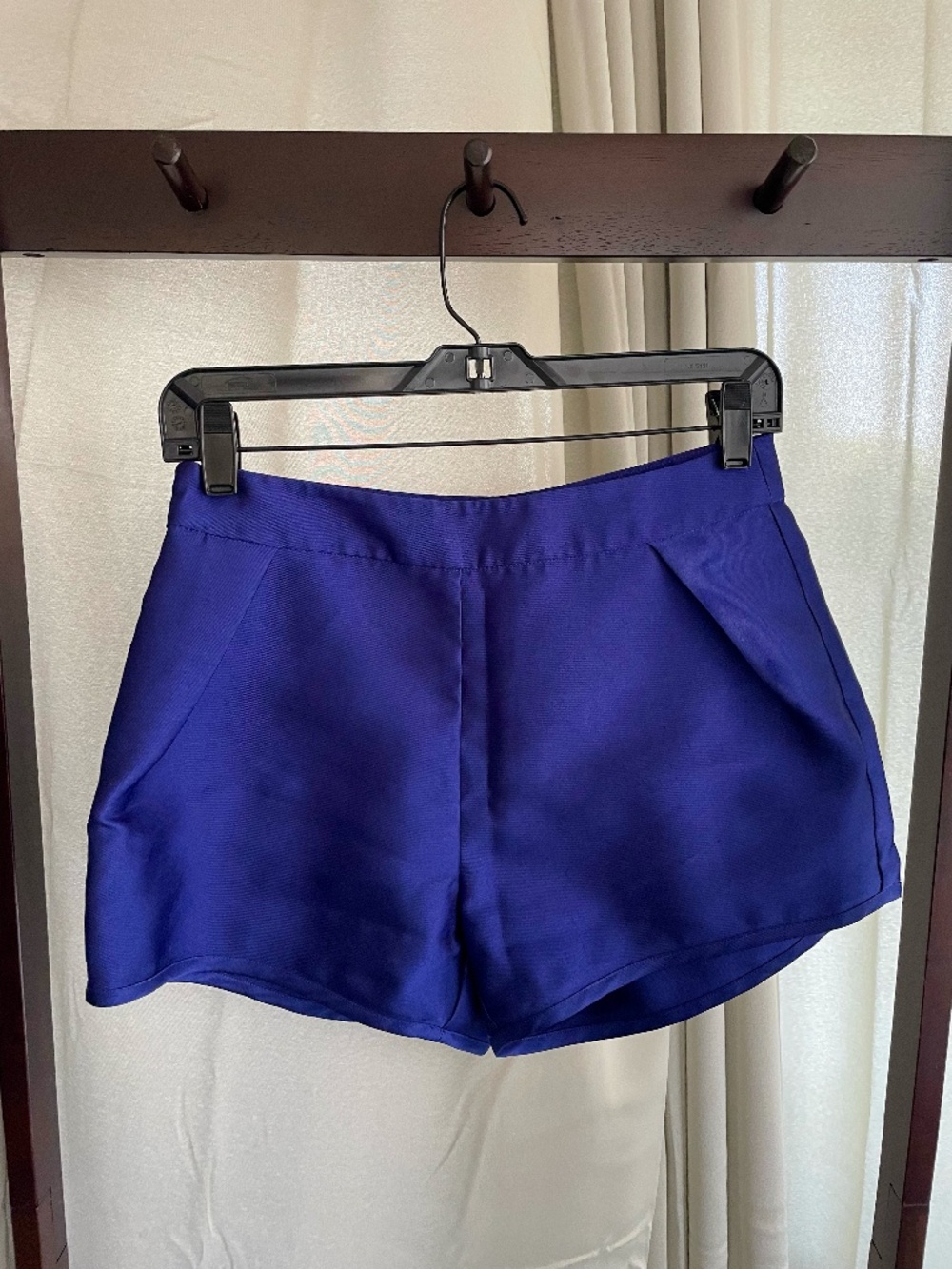 Cobalt Blue Structured High-Waist Shorts | V-Cut Waistband | Tailored | XS